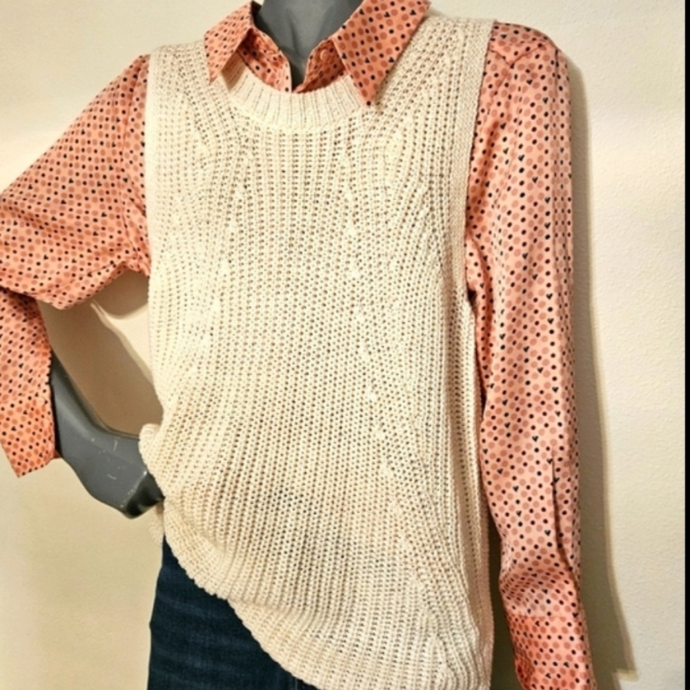 Sweater By Loft Sleeveless Off-white Pull-over